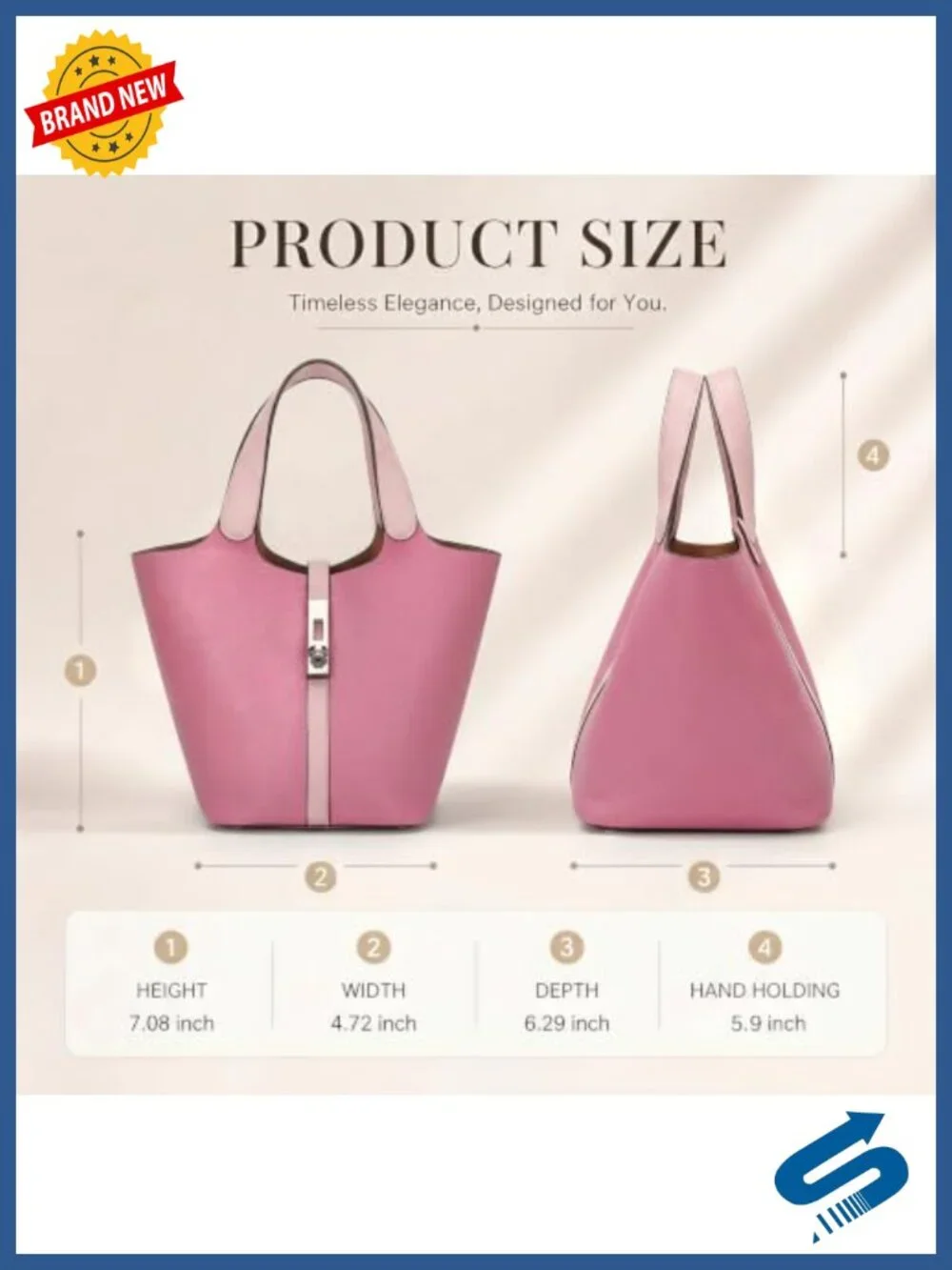 Vegan Leather Top Handle Lock Bucket Satchel Tote Bag